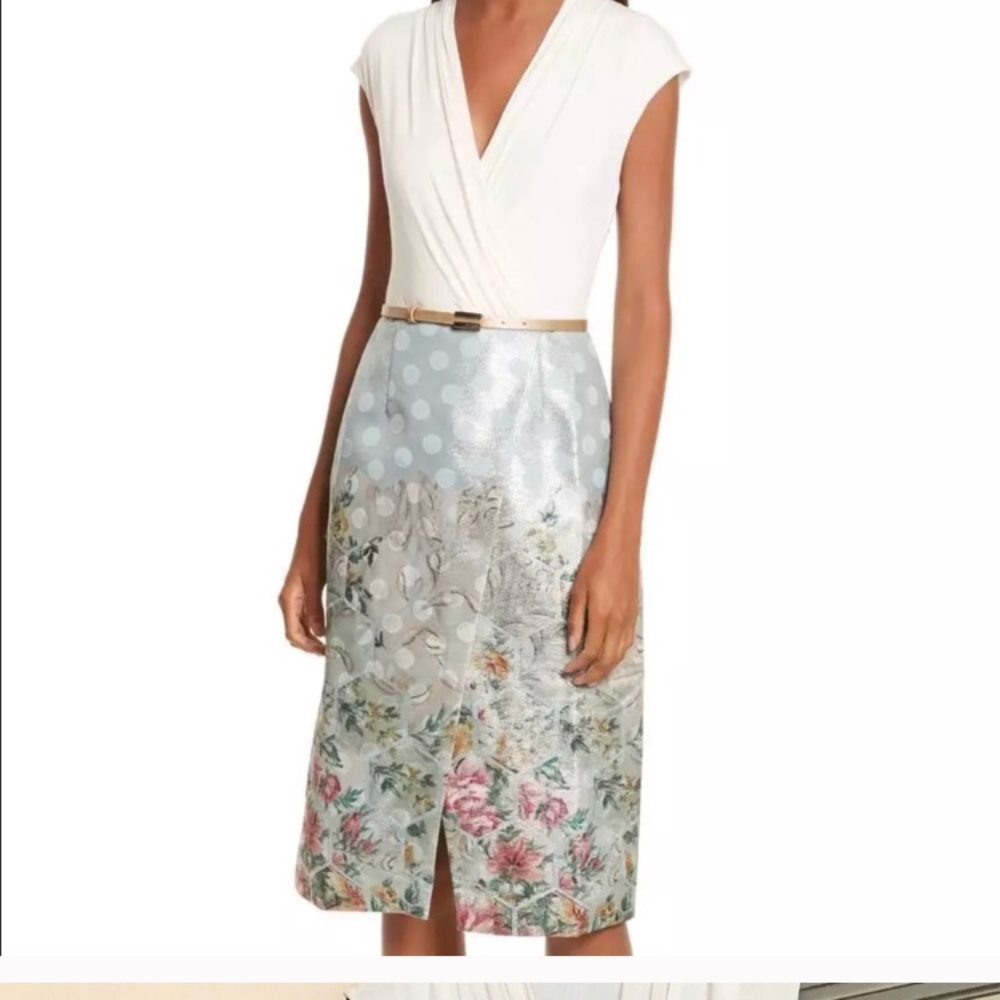 Ted Baker Pale Blue Faux Wrap Midi Dress
